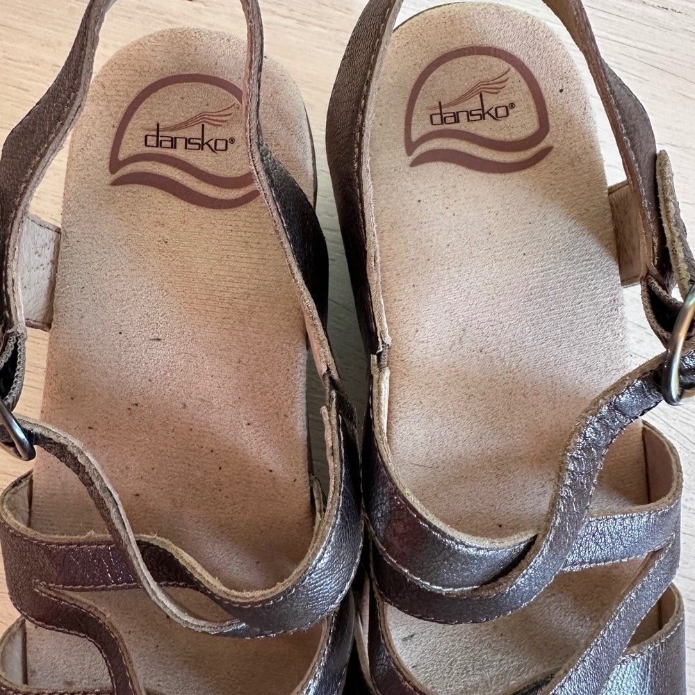 Dr. Scholl's Brown Leather Strappy Slingback Sandals - Picture 3 of 8